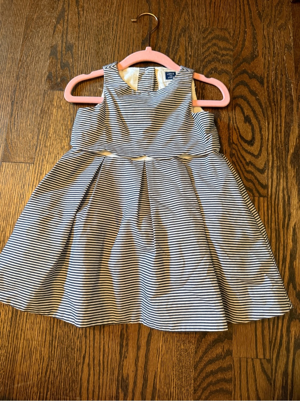 Janie and Jack White and Navy Striped Fit-and-Flare Dress